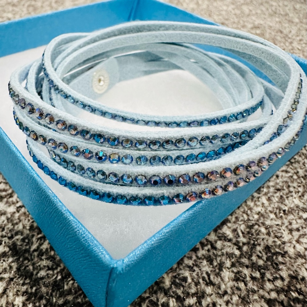 Touchstone Crystal by Swarovski Wrap star bracelet powder blue